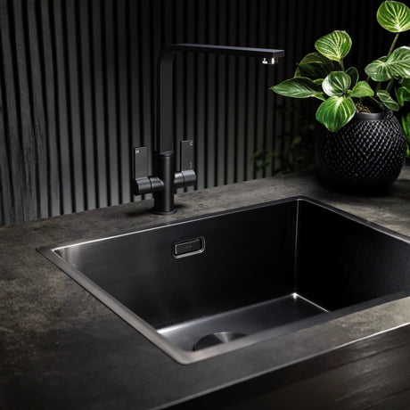 Abode Quantic L-Spout Mixer Tap with Dual Lever in Matt Black Life Style