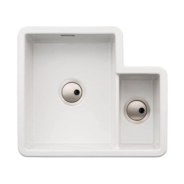Abode Sandon Undermount Inset Mount One And Half Bowl Kitchen Sink For 800mm Cabinet in Ceramic White 57747780