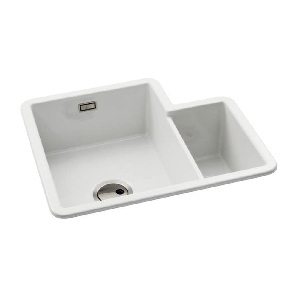 Abode Sandon Undermount Inset Mount One And Half Bowl Kitchen Sink For 800mm Cabinet in Ceramic White 57747780 1