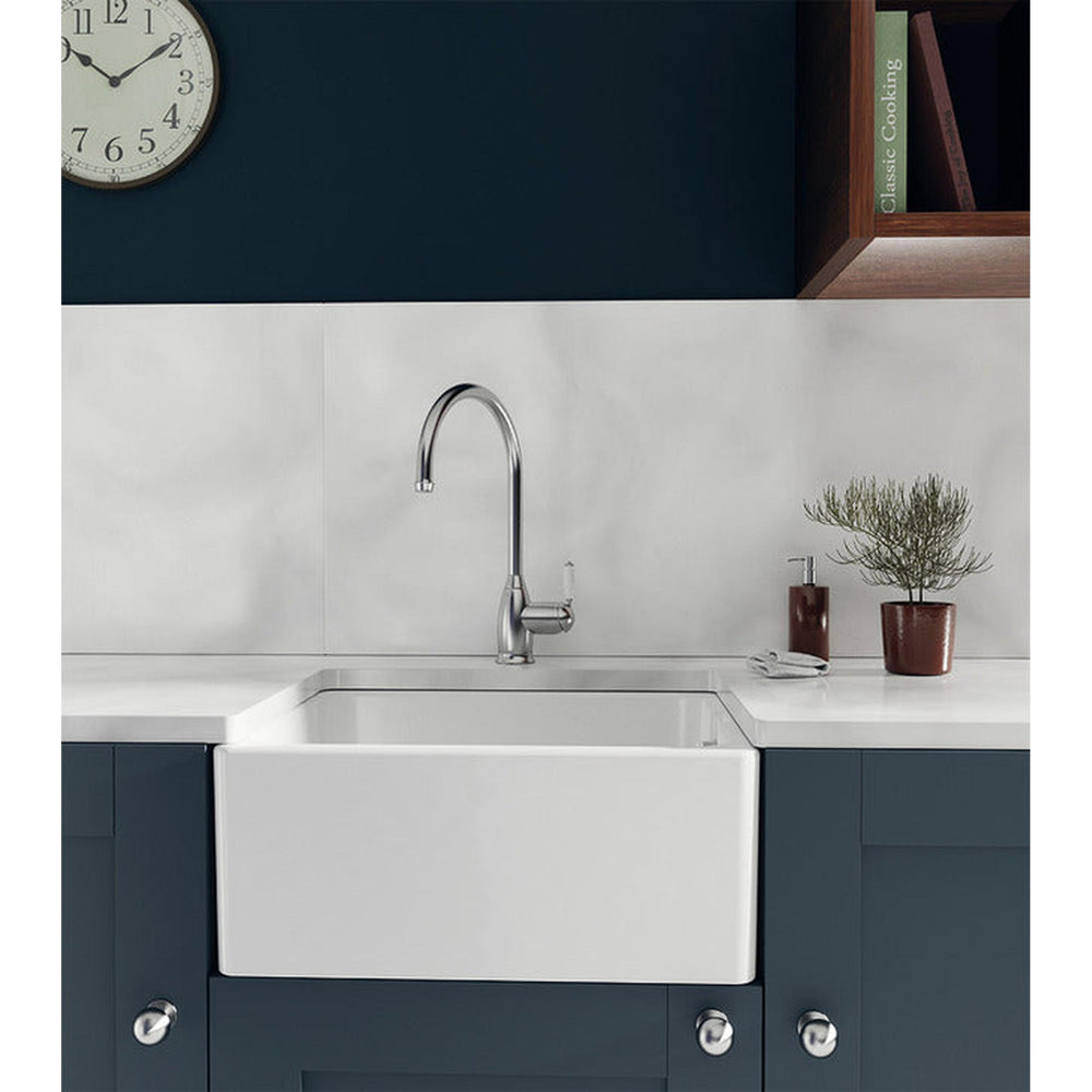 Abode Sandon  Undermount Inset Mount Single Bowl Kitchen Sink For 500mm Cabinet in Ceramic White 57747750 Lifestyle