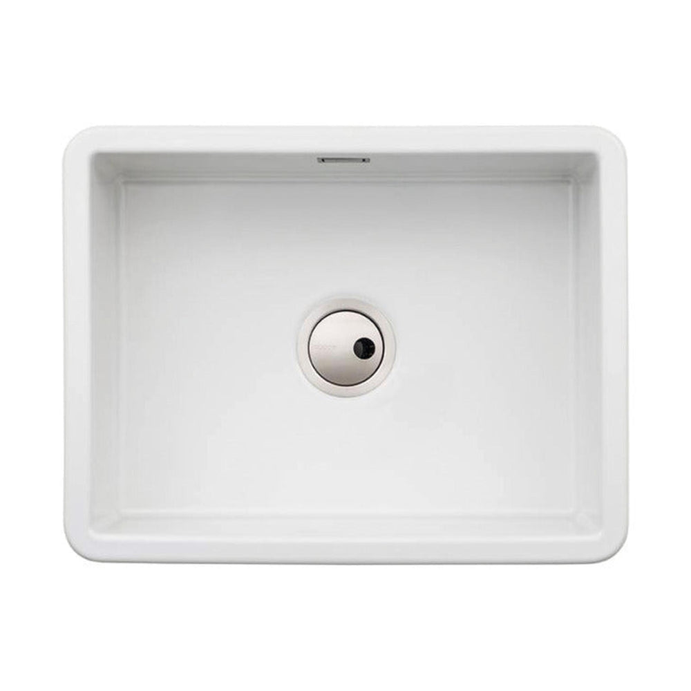 Abode Sandon Undermount Inset mount Single Bowl Kitchen Sink For 800mm Cabinet in Ceramic White 57747770