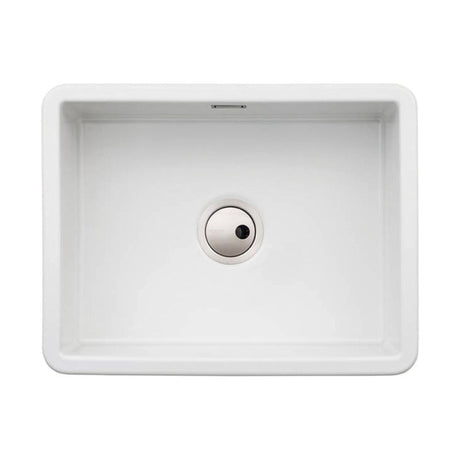 Abode Sandon Undermount Inset mount Single Bowl Kitchen Sink For 800mm Cabinet in Ceramic White 57747770
