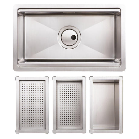 Abode Studio Compact with Accessories Undermount Inset Mount Single Bowl Kitchen Sink in Stainless Steel 56990463 