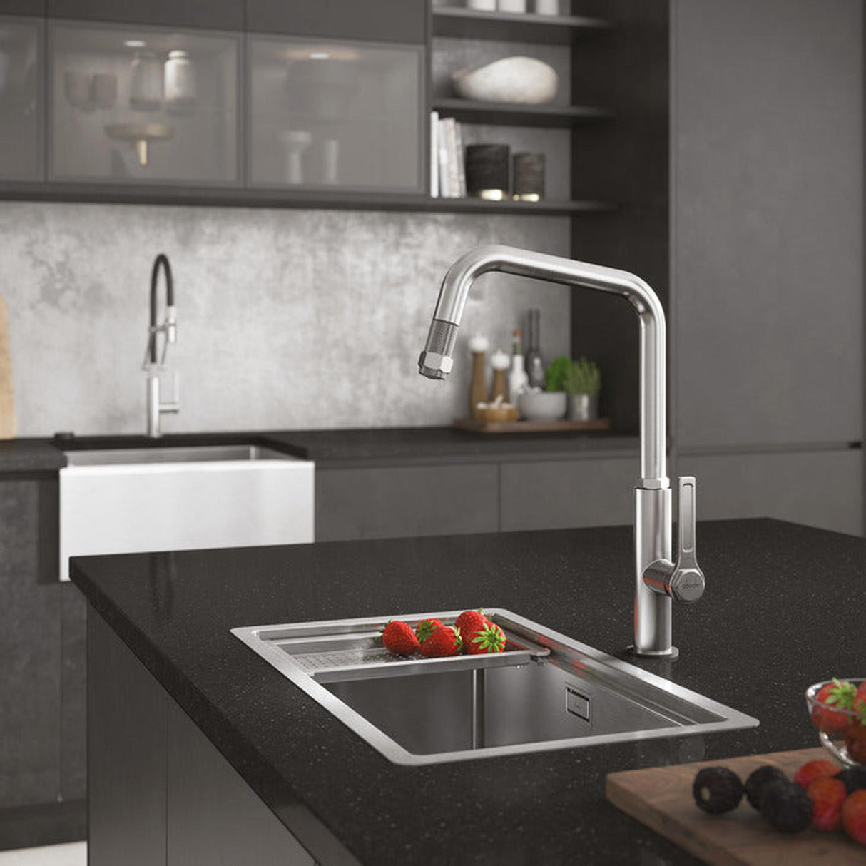 Abode Studio Compact with Accessories Undermount Inset Mount Single Bowl Kitchen Sink in Stainless Steel 56990463 Lifestyle