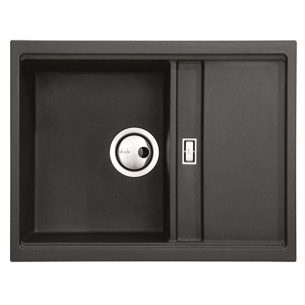 Abode Synchronist Undermount Inset Mount One And QuaterBowl Kitchen Sink Accessories For 450mm Cabinet in Composite Black metallic 56990478