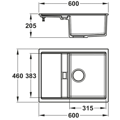 Abode Synchronist Undermount Inset Mount One And QuaterBowl Kitchen Sink Accessories For 450mm Cabinet in Composite Dimension