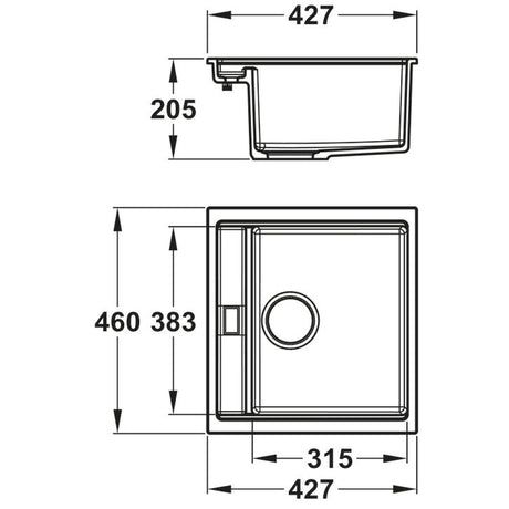 Abode Synchronist Undermount Inset Mount One And Quater Bowl Kitchen Sink Accessories For 450mm Cabinet in Composite Dimension