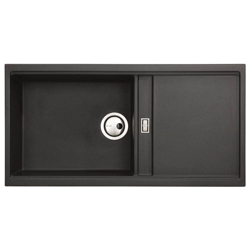 Abode Synchronist Undermount Inset Mount One And Quater Bowl Kitchen Sink Accessories For 600mm Cabinet in Composite Black Metallic 56990480