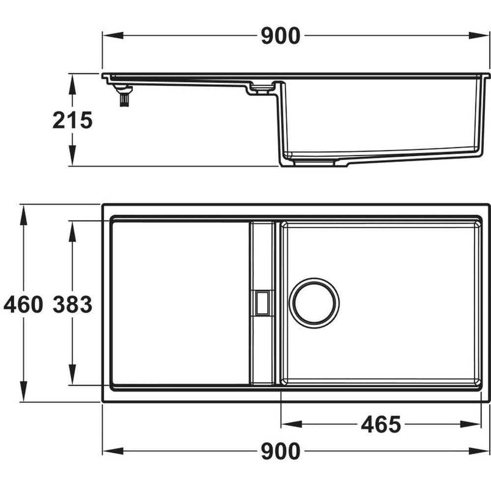 Abode Synchronist Undermount Inset Mount One And Quater Bowl Kitchen Sink Accessories For 600mm Cabinet in Composite Dimension
