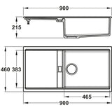 Abode Synchronist Undermount Inset Mount One And Quater Bowl Kitchen Sink Accessories For 600mm Cabinet in Composite Dimension
