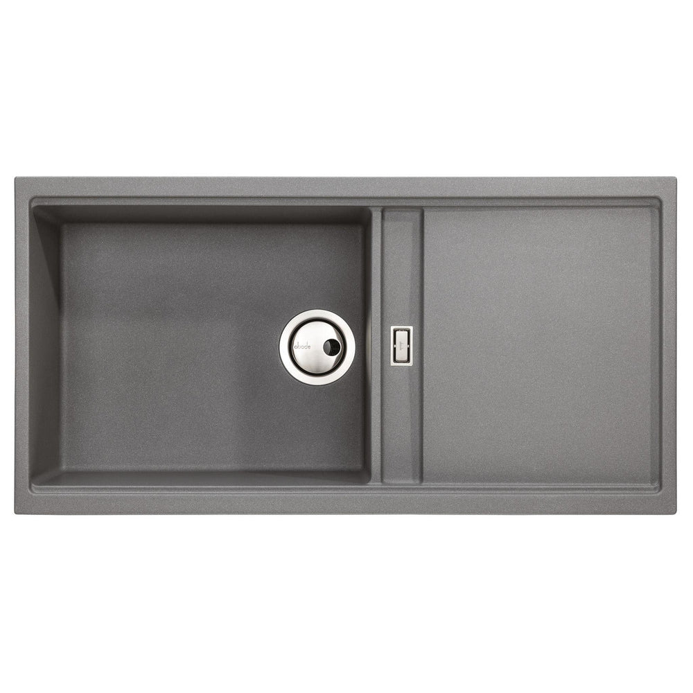 Abode Synchronist Undermount Inset Mount One And Quater Bowl Kitchen Sink Accessories For 600mm Cabinet in Composite Light Grey Metallic 56990518
