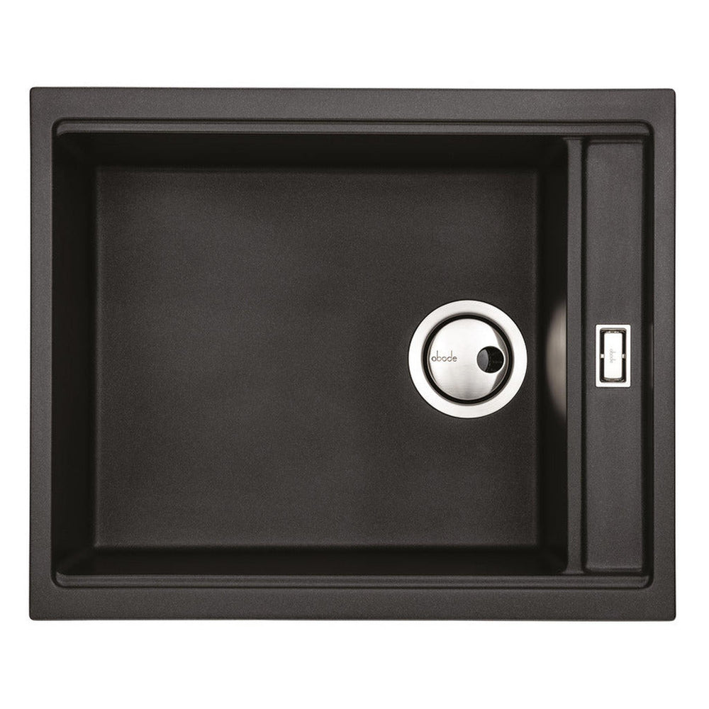 Abode Synchronist Undermount Inset mount One And Quarter Bowl Kitchen Sink For 600mm Cabinet in Composite Black Metallic