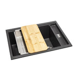 Abode Synchronist Undermount Inset mount One And Quarter Bowl Kitchen Sink For 600mm Cabinet in Composite Grey Metallic