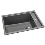 Abode Synchronist Undermount Inset mount One And Quarter Bowl Kitchen Sink For 600mm Cabinet in Composite Grey Metallic Side View