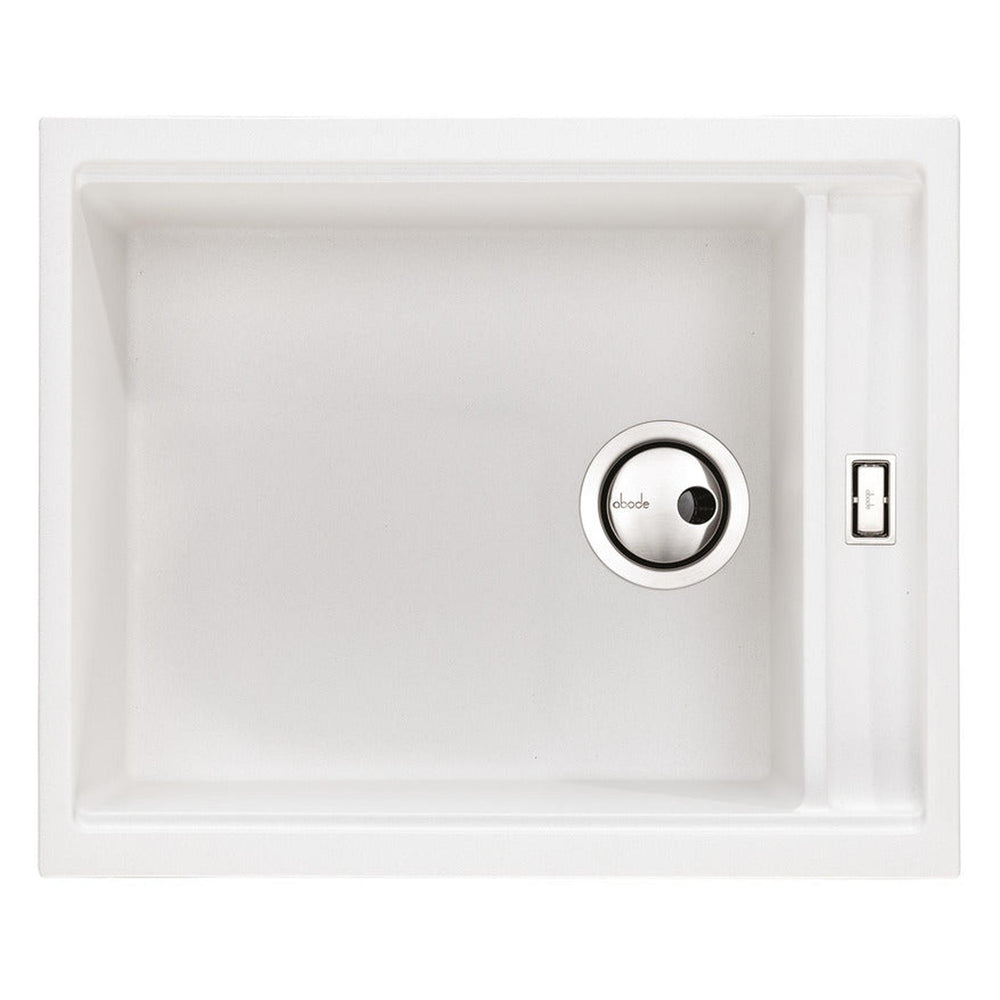 Abode Synchronist Undermount Inset mount One And Quarter Bowl Kitchen Sink For 600mm Cabinet in Composite White