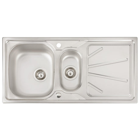 Abode Trydent Inset Mount One and Half  Bowl Kitchen Sink For 600mm Cabinet in Stainless Steel 56990451