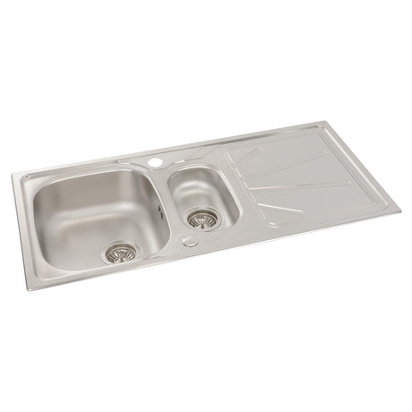 Abode Trydent Inset Mount One and Half  Bowl Kitchen Sink For 600mm Cabinet in Stainless Steel 56990451 1