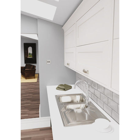 Abode Trydent Inset Mount One and Half  Bowl Kitchen Sink For 600mm Cabinet in Stainless Steel 56990451 Lifestyle