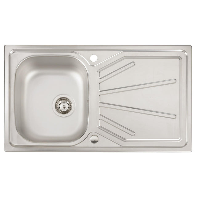 Abode Trydent Inset Mount  Single Bowl Kitchen Sink For 450mm Cabinet in Stainless Steel 56990450