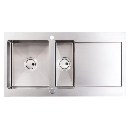 Abode Verve Inset Mount One and Half  Bowl Kitchen Sink For 600mm Cabinet in Stainless Steel 56990456