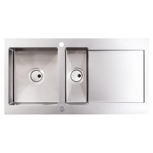 Abode Verve Inset Mount One and Half  Bowl Kitchen Sink For 600mm Cabinet in Stainless Steel 56990456
