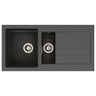Abode Xcite Inset Mount  One and Half Bowl Kitchen Sink For 600mm Cabinet in Composite Black Metallic