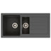 Abode Xcite Inset Mount  One and Half Bowl Kitchen Sink For 600mm Cabinet in Composite Black Metallic 56990476