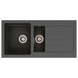 Abode Xcite Inset Mount  One and Half Bowl Kitchen Sink For 600mm Cabinet in Composite Black Metallic 56990476