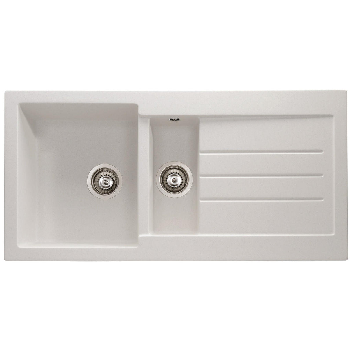 Abode Xcite Inset Mount  One and Half Bowl Kitchen Sink For 600mm Cabinet in Composite Frost White