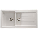 Abode Xcite Inset Mount  One and Half Bowl Kitchen Sink For 600mm Cabinet in Composite Frost White