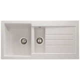 Abode Xcite Inset Mount  One and Half Bowl Kitchen Sink For 600mm Cabinet in Composite Frost White 56990501

