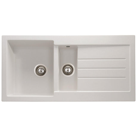 Abode Xcite Inset Mount  One and Half Bowl Kitchen Sink For 600mm Cabinet in Composite Frost White 56990501

