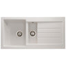 Abode Xcite Inset Mount  One and Half Bowl Kitchen Sink For 600mm Cabinet in Composite Frost White 56990501

