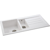 Abode Xcite Inset Mount  One and Half Bowl Kitchen Sink For 600mm Cabinet in Composite Frost White 56990501 1