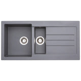 Abode Xcite Inset Mount  One and Half Bowl Kitchen Sink For 600mm Cabinet in Composite Grey Metallic 56990511