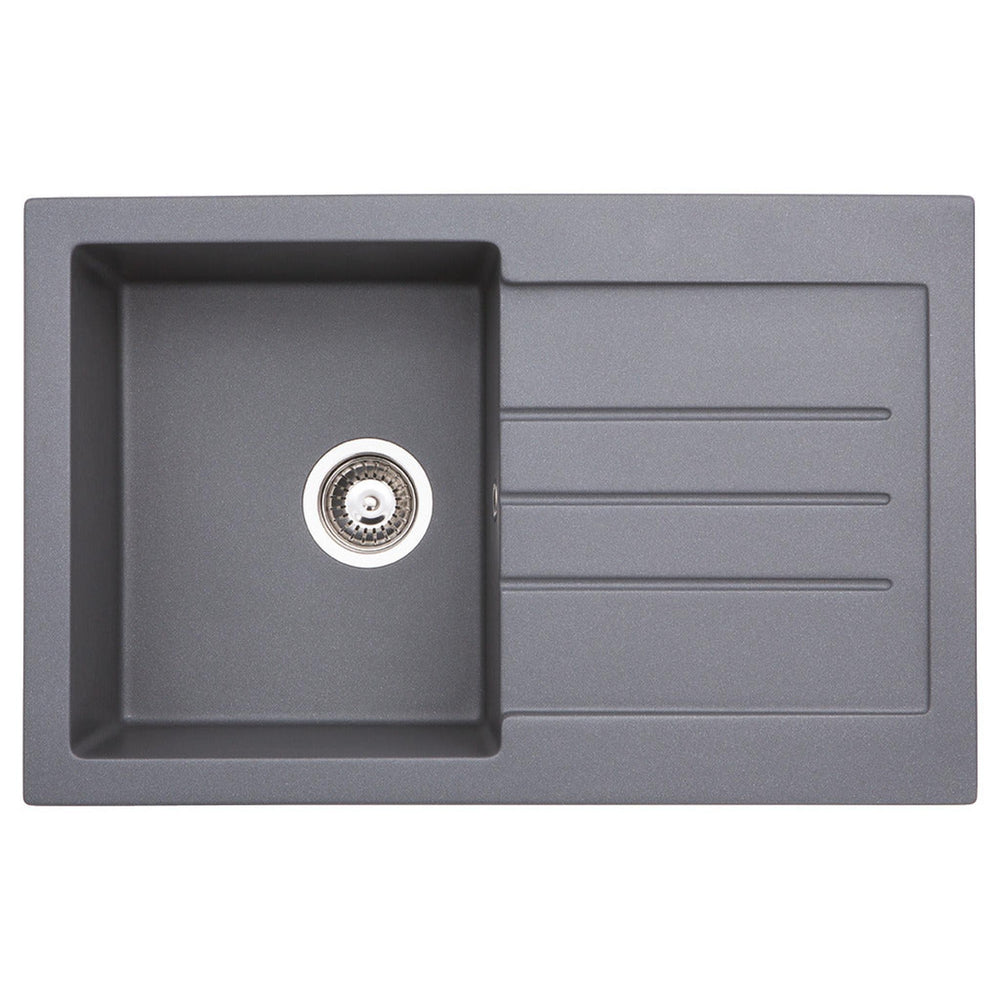 Abode Xcite Inset Mount Single Bowl Kitchen Sink Accessories For 450mm Cabinet in Composite in  Light grey Metallic 56990510