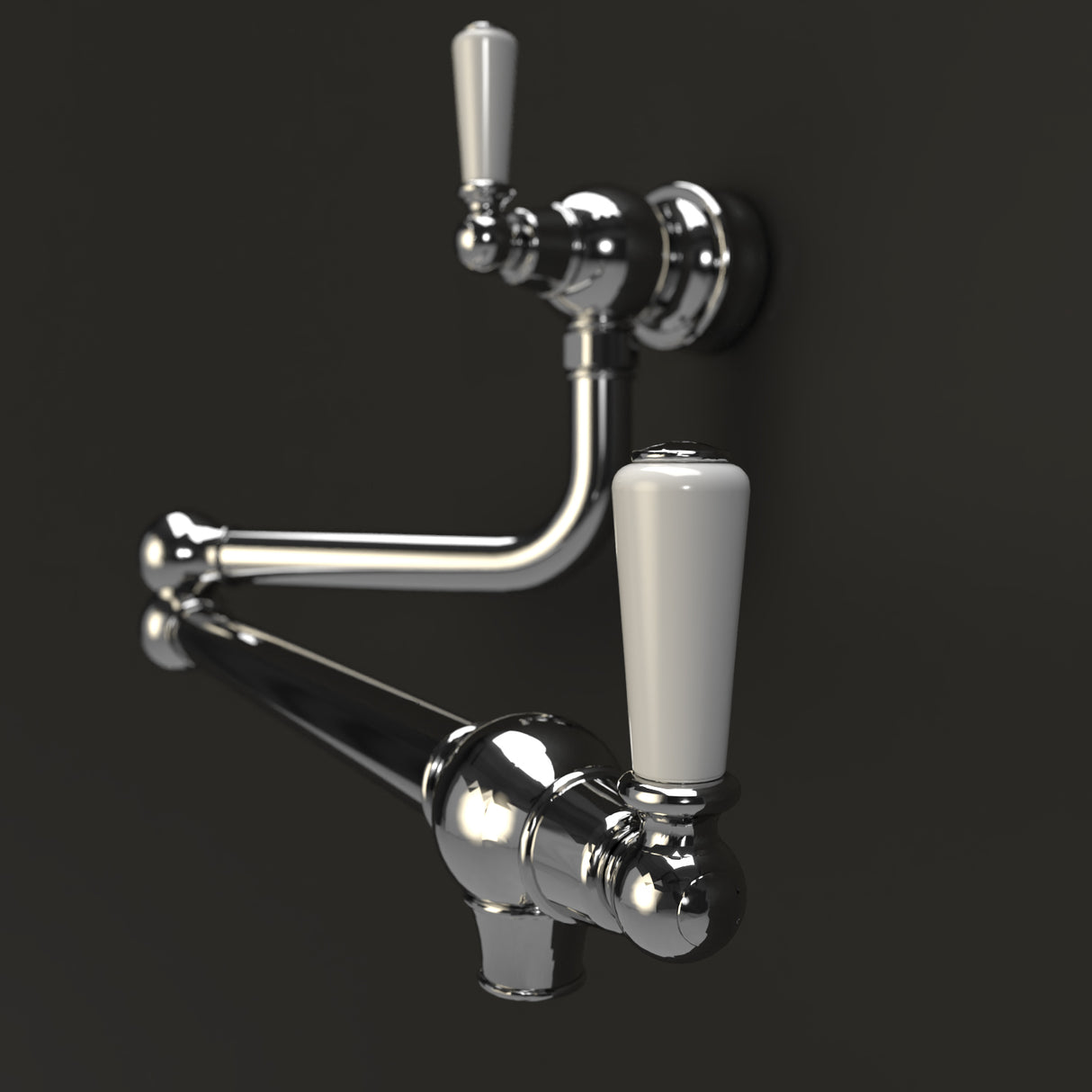 Bidbury & Co. Aldsworth Twin Lever Pot Filler With Porcelain Handles