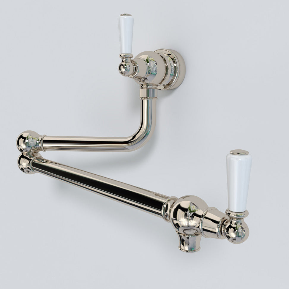 Bidbury & Co. Aldsworth Twin Lever Pot Filler With Porcelain Handles