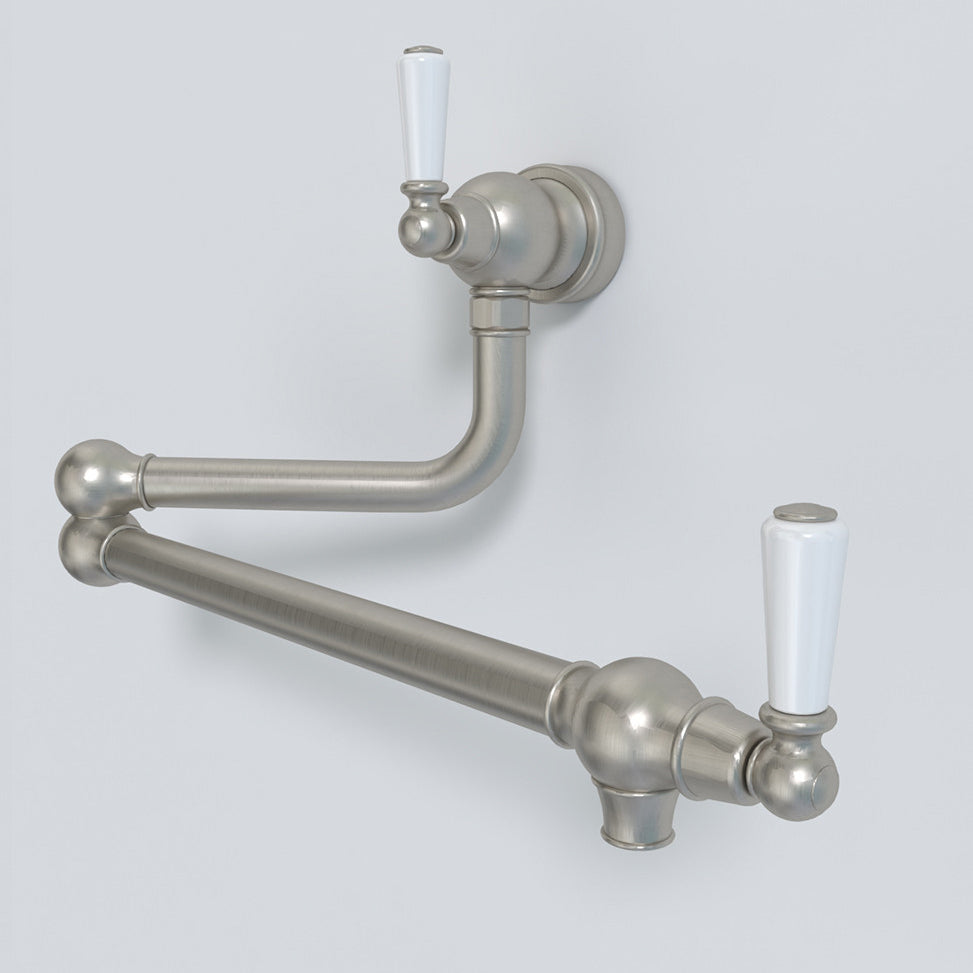 Bidbury & Co. Aldsworth Twin Lever Pot Filler With Porcelain Handles
