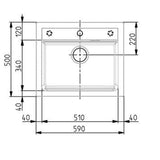 Alveus Atrox 30 Sink For 600-800mm Cabinet In Single Bowl Carbon  1131996M Dimensions