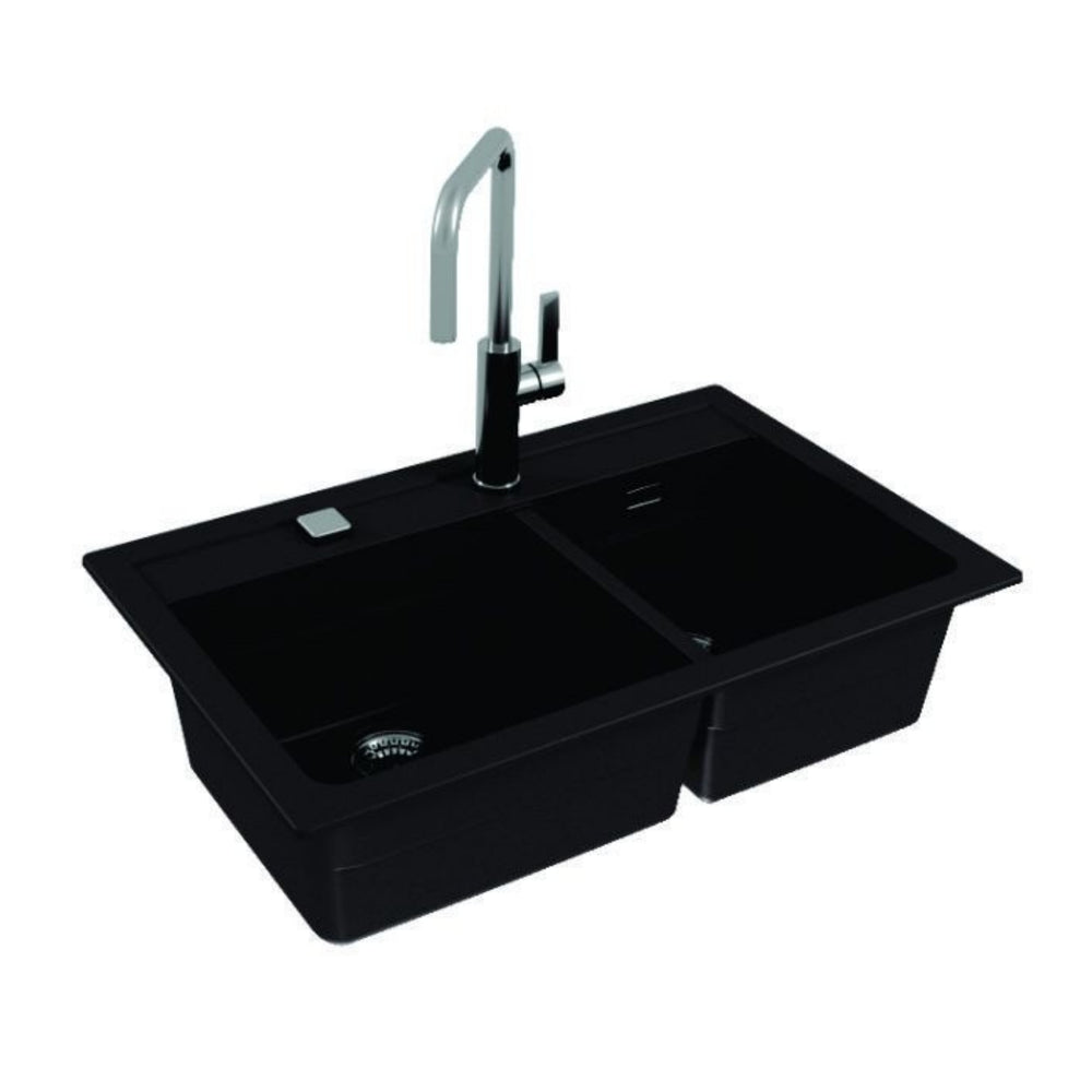 Alveus Atrox 50 Undermount Sink for 800-900mm Cabinet in Double Bowl Side View