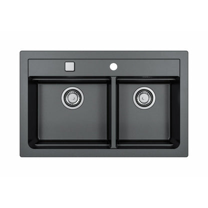 Alveus Atrox 50 Undermount Sink For 800-900mm Cabinet In Double Bowl Carbon 1132002M