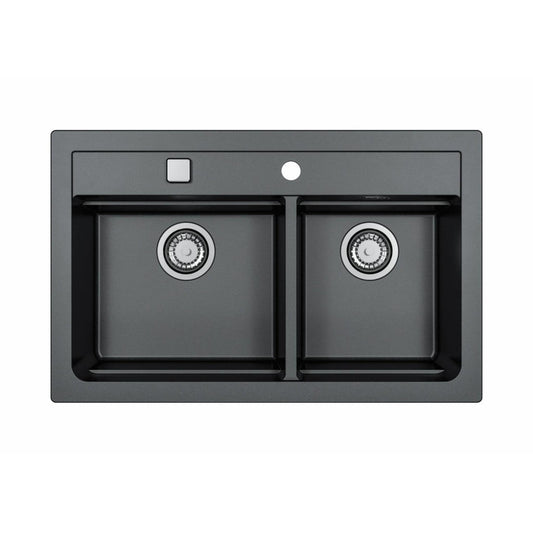 Alveus Atrox 50 Undermount Sink For 800-900mm Cabinet In Double Bowl Carbon 1132002M