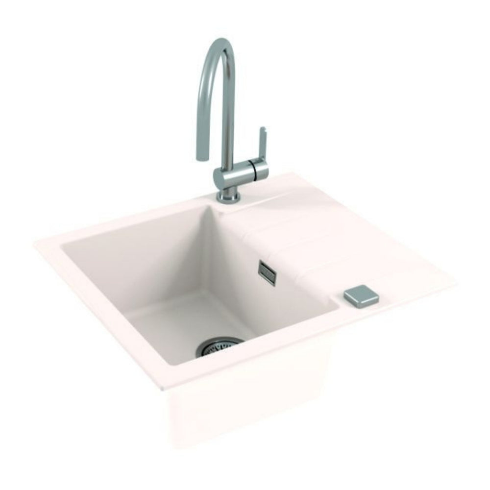 Alveus Cadit 10 Inset Sink for 450mm Cabinet in Single Bowl Single Drainer Arctic Side View