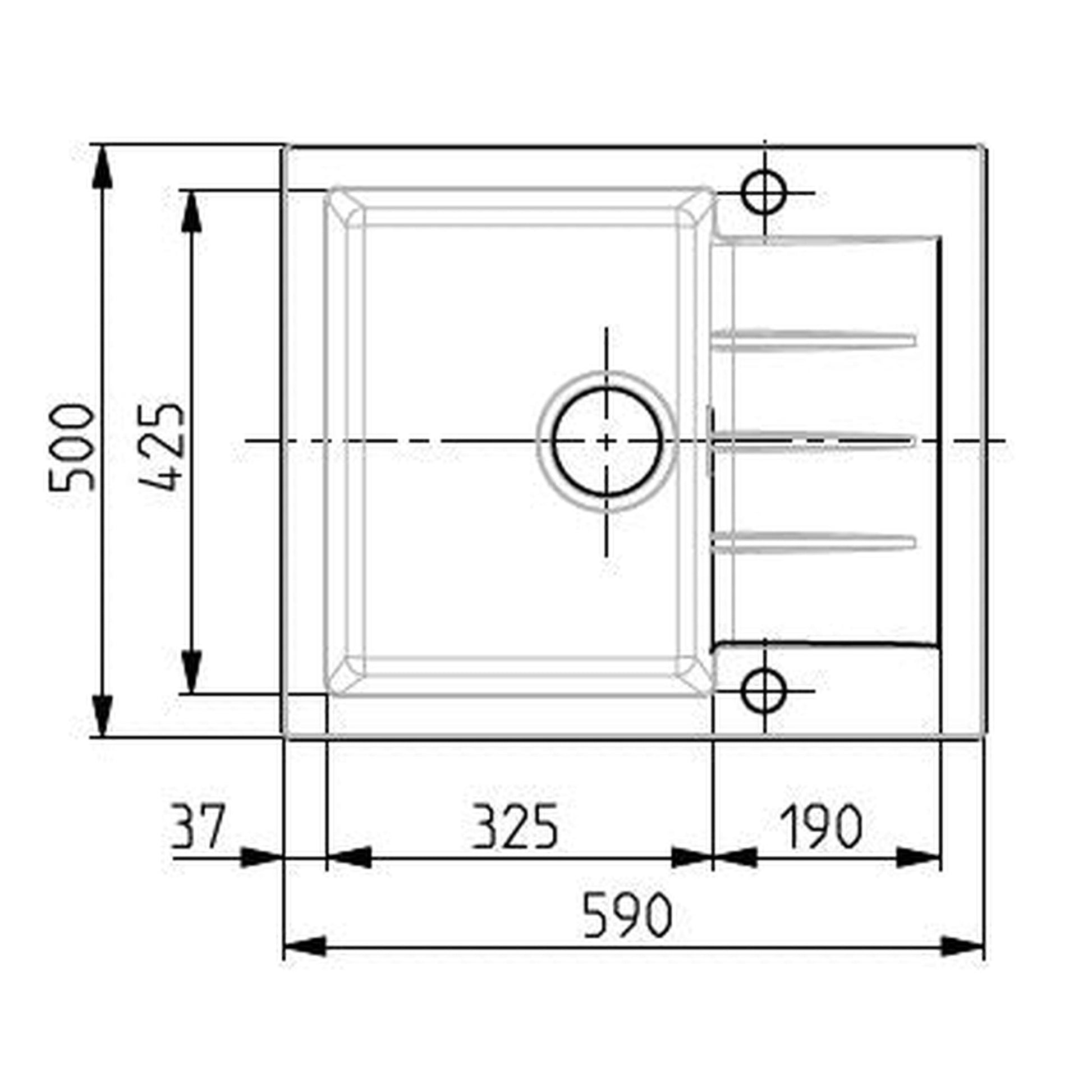 Alveus Cadit 10 Inset Sink For 450mm Cabinet In Single bowl single drainer Carbon 1132021N Dimensions