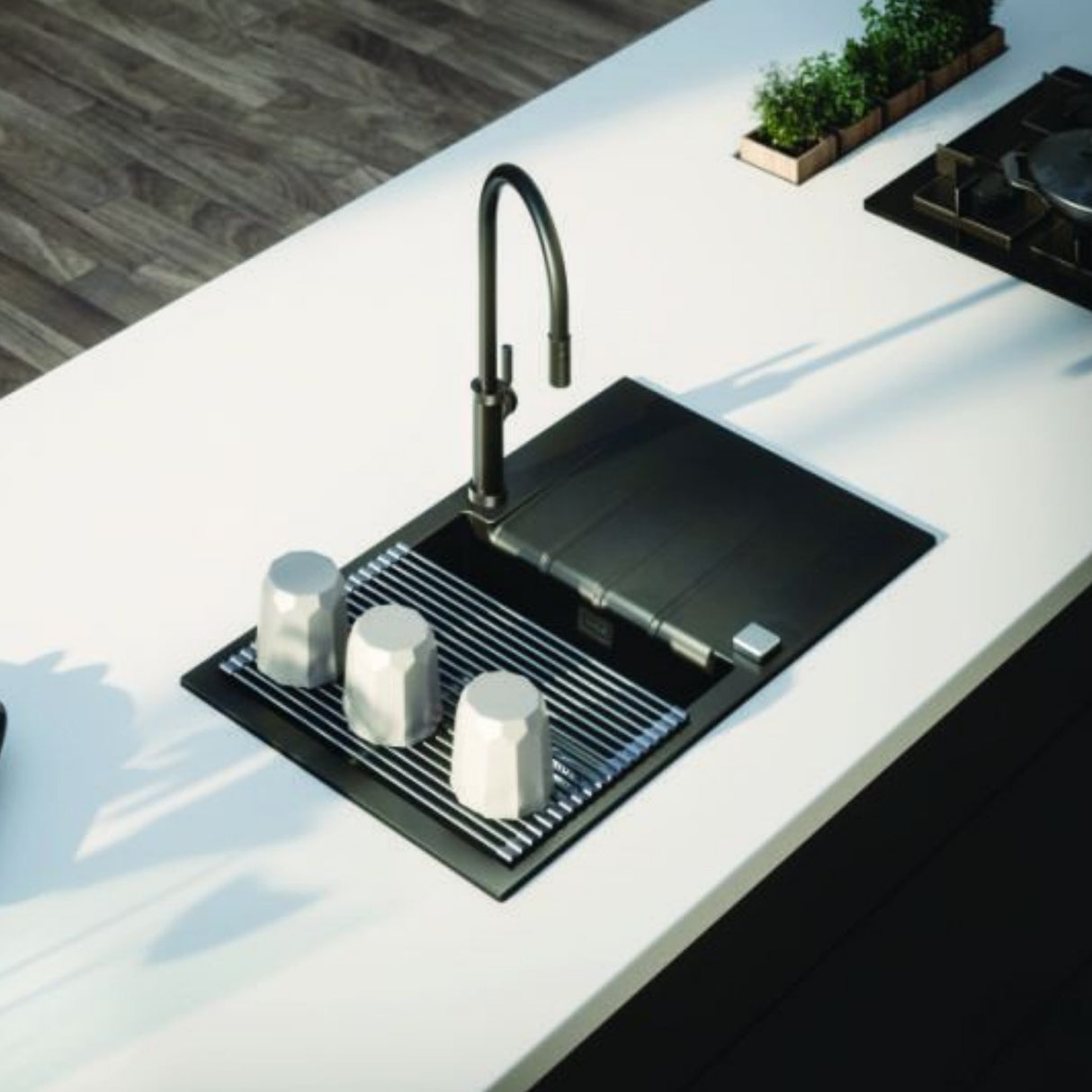 Alveus Cadit 40 Inset Sink for 600mm Cabinet in Single Bowl Single Drainer Carbon Life Style 2