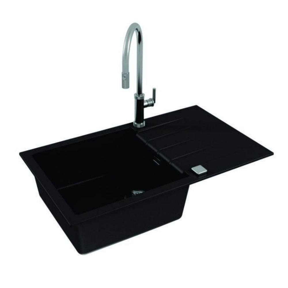 Alveus Cadit 40 Inset Sink for 600mm Cabinet in Single Bowl Single Drainer Carbon Side View