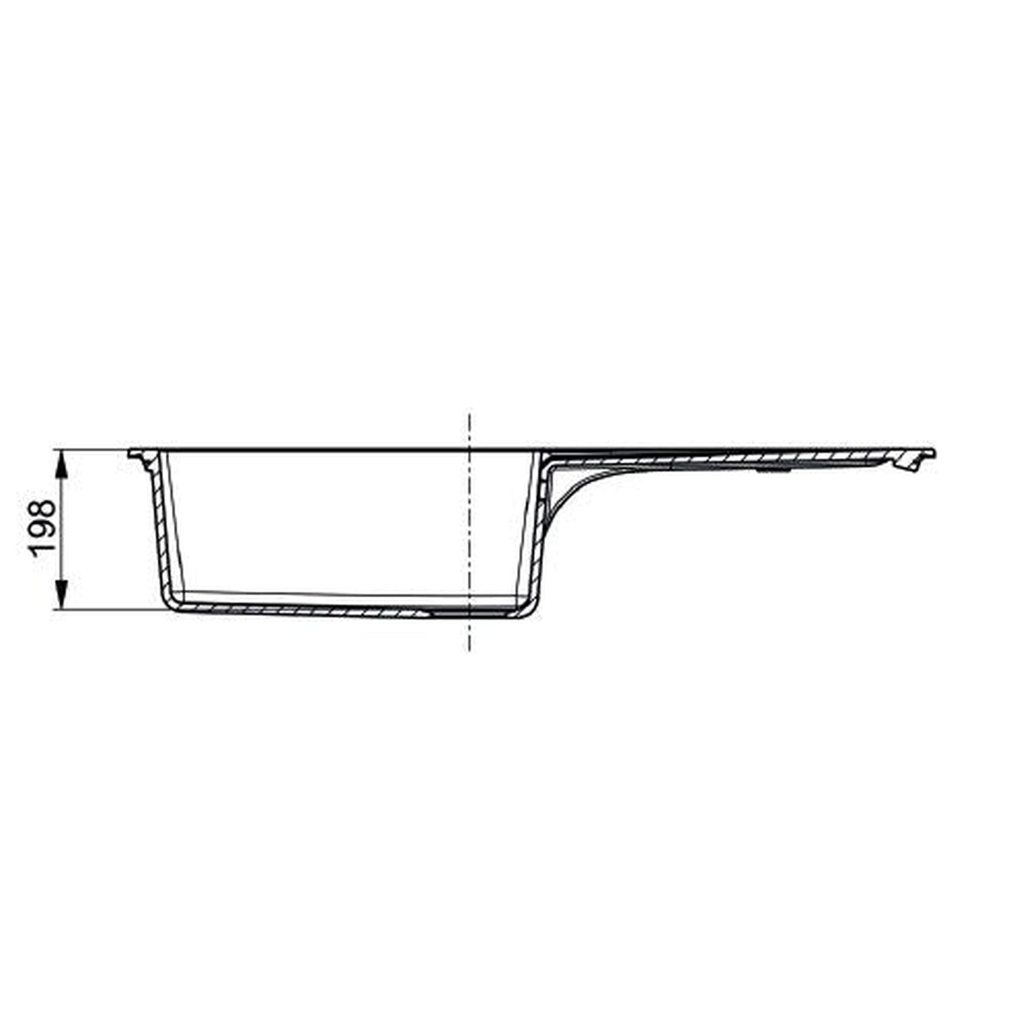 Alveus Cadit 50 Inset Sink For 600mm  Cabinet In Single bowl single drainer Arctic 1140594N Dimensions