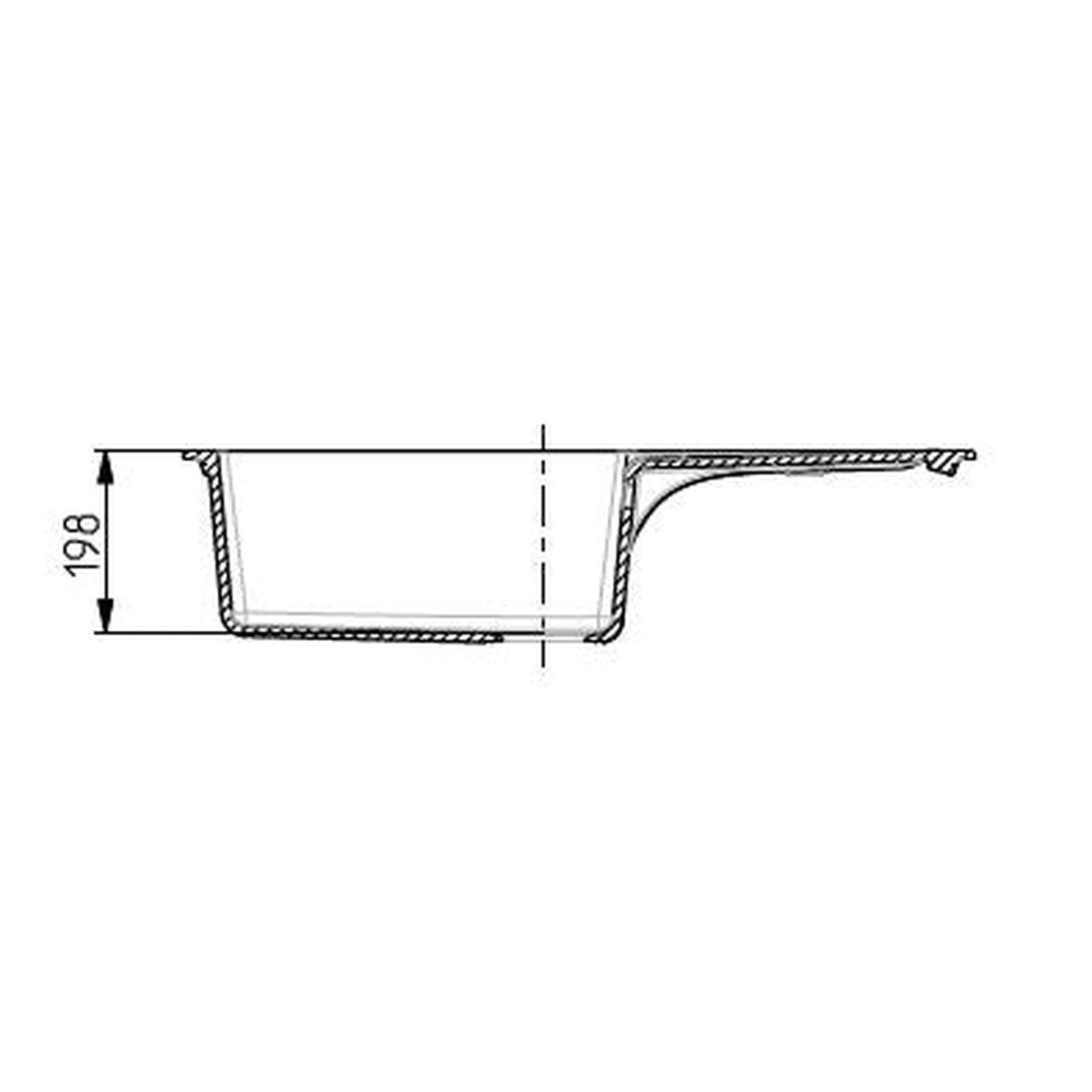 Alveus Cadit 70 Inset Sink For 600mm Cabinet In One and half bowl Carbon 1131361N Dimensions