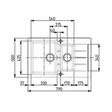 Alveus Cadit 70 Inset Sink For 600mm Cabinet In One and half bowl Arctic 1131357N Dimensions